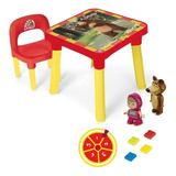 Mesinha Infantil Com Cadeira - Masha E O Urso Mesa Cor Vermelho