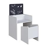 Mesinha Infantil Com Lousa E Cadeira Le Petit Branco