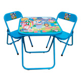 Mesinha Infantil Dobrável Conjunto 2 Cadeiras Azul Circo