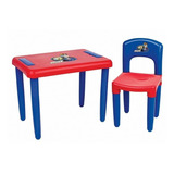 Mesinha Infantil Max C  Cadeira E Estojo Embutido Magic Toys Cor Azul Com Vermelho