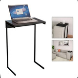 Mesinha Lateral Apoio De Canto Sofá Cama Leitura E Notebook Cor Preto