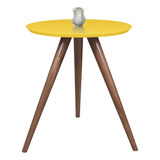 Mesinha Lateral canto Amarela C Vidro 40 Cm Pé Palito Retrô