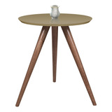 Mesinha Lateral Redonda Pé Palito Retrô Fendi C Vidro 40 Cm