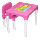 Mesinha Mesa Infantil Com Cadeira Menina Princesas Rosa