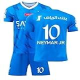 Messina Wear Neymar  10 Al Hilal Kit De Futebol Infantil Jersey Manga Curta Shorts Tamanhos Juvenis  Azul Branco Home Ss  10 13 Years