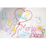Mesversario Nome Ate 12 Letras Com 3 Desenhos Em Tricotin