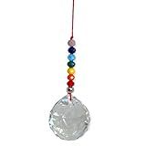 META ATACADO- Cristal Multifacetado Feng Shui Com Cordão- Escolha A Cor Cor-4 Cm E 7 Contas Coloridas