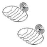 Metais E Cia Quadrado Prateado Kit 2 Saboneteiras Para Banheiro Parede Aço Inox