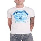 Metallica Camiseta Ride The Lightning Band Logo Oficial Masculina Branca Tamanho- Branco- M