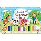 Meu Incrível LIVRO KIT Brilhante Para Colorir Animais Da Fazenda