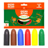 Meu Primeiro Giz De Cera Gizão Jumbo 6 Cores Crianças Leoleo