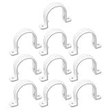 Mewutal 10 Peças Braçadeira De Alça De Tubo Em Forma De U 2 Furos Tiras De Conduíte Tiras De Tubo De PVC Para Tubos De Cabos De Tubulação De água -ID 30 Mm- 1-1-5 Polegada-