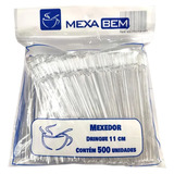 Mexedor Tipo Drink 11cm Café Chá Suco Mexa Bem 500 Unidades Cor Cristal Remo Vazado