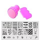 Mezerdoo Conjunto De Carimbos De Unha Rosa Cabeça De Leão Flores Design De Gotículas De água Manicure Modelo De Unhas Placas De Selo Imagem Unhas Arte Estampagem Placa Raspador Conjunto De Carimbos