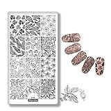 Mezerdoo Estêncil De Unhas Para Modelos De Arte De Unhas Ferramentas De Beleza Folhas De Bordo Design De Flores Retangular Placas De Estampagem De Unhas