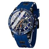 MF MINI FOCUS Relógio Masculino- Cronógrafo à Prova D-água- Esportivo- Analógico- Quartzo- Pulseira De Silicone Azul- Relógio De Pulso Moderno Para Homens- F - Preto- Azul- Cronógrafo- Relógios De