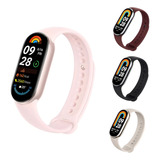 Mi Band 9 Tela Amoled Versão Global Em Português Caixa Preto Pulseira Rosa Bisel Preto