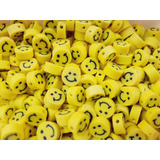 Miçanga Infantil Smile Amarelo Entremeio Fimo 100pçs 10mm