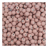 Miçanga Passante Bola Emborrachada Rose 8mm 50un Bijuteria