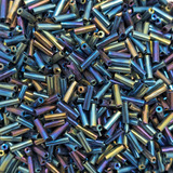 Miçanga Tubo Canutilho Preto Irisado 7mm 1000un Bijuteria