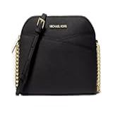 Michael Kors Bolsa De Couro Transversal Média Jet Set Preto Dourado