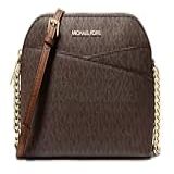 Michael Kors Bolsa Tiracolo De Couro Médio Jet Set Dome Marrom Acorn