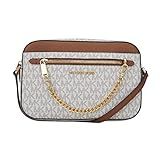 MICHAEL KORS Bolsa Transversal Grande De Couro Jet Set Baunilha Sig Bagagem Large