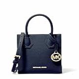 Michael Kors Mercer Bolsa Tiracolo Extragrande De Couro Granulado Azul Marino Extra Small