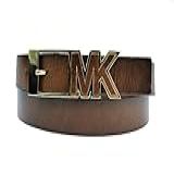 MICHAEL Michael Kors Women S 25mm Leather Panel On MK Inlay Center Bar Buckle Belt Luggage SM