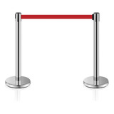Michelangelo 2 X Pedestal Separador De Fila Cromado Com Fita Vermelha