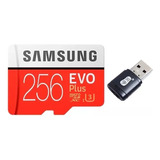 Micro Sd Samsung Evo Plus 256gb 100mb/s + Adaptador Usb 2.0