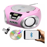 Micro System Rádio Portatil Bluetooth usb cd fm Bivolt Rosa