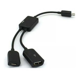 Micro Usb tipo C Para 2 Otg Dual Port Hub Cabo Y Splitter F