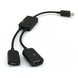 Micro Usb tipo C Para 2 Otg Dual Port Hub Cabo Y Splitter F