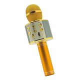 Microfone Bluetooth Sem Fio Karaokê Youtuber Reporter Beetr Cor Dourado