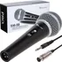 Microfone Com Fio Dinâmico Profissional Metal Karaoke Igreja Cor Preto