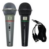 Microfone Com Fio Duplo Profissional Karaoke