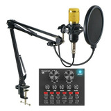 Microfone Condensador Canto Podcast Bm 800 Placa De Áudio