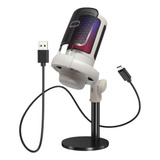 Microfone Condensador Cardióide Gamer Rgb Led Alta Captação