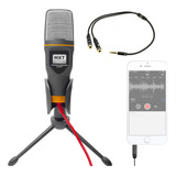 Microfone Condensador De Mesa + Adaptador Para Smartphone