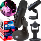 Microfone Condensador De Mesa Usb C Profissional Podcast Studio Kaizu