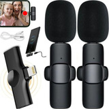 Microfone De Lapela Duplo Sem Fio Para iPhone Gravação Video