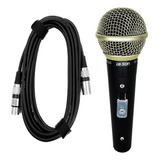Microfone De Mão Dinâmico Com Fio Le Son Sm 58 Plus Metálico