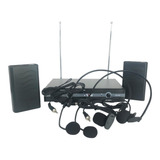 Microfone Duplo Facial Sem Fio Uhf Wireless Le 910