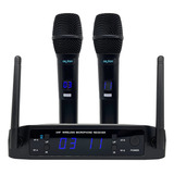 Microfone Duplo Sem Fio Digital 32 Frequências Recarregável Ls916 Leson Cor Preto