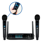 Microfone Duplo Sem Fio Digital Leson Ls902 Pro 96 Canais Cor Preto