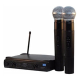 Microfone Duplo Sem Fio Profissional Uhf Karaoke 2 Bateria
