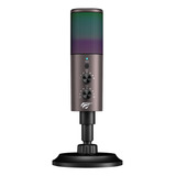 Microfone Gamer Usb Mesa Havit Gk61 Rgb Omnidirecional Preto
