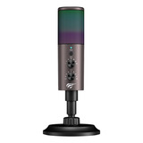 Microfone Gamer Usb Mesa Havit Gk61 Rgb Omnidirecional Preto