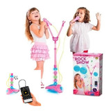 Microfone Infantil C Pedestal Conecta Celular C Luz Som